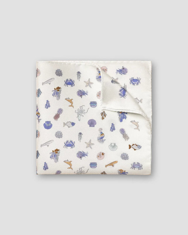 Brown Ocean Print Silk Pocket Square