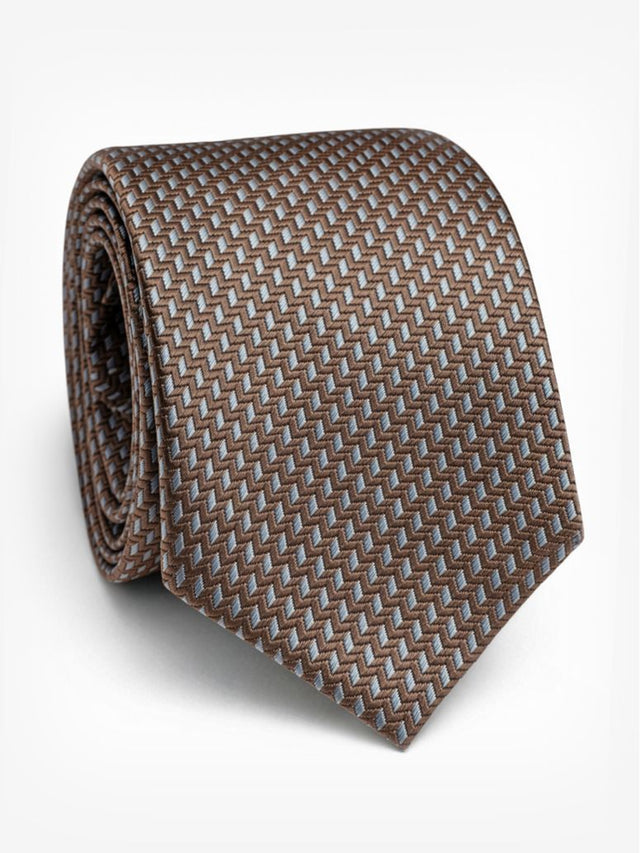 Brown Silk Tie with Diamond Pattern