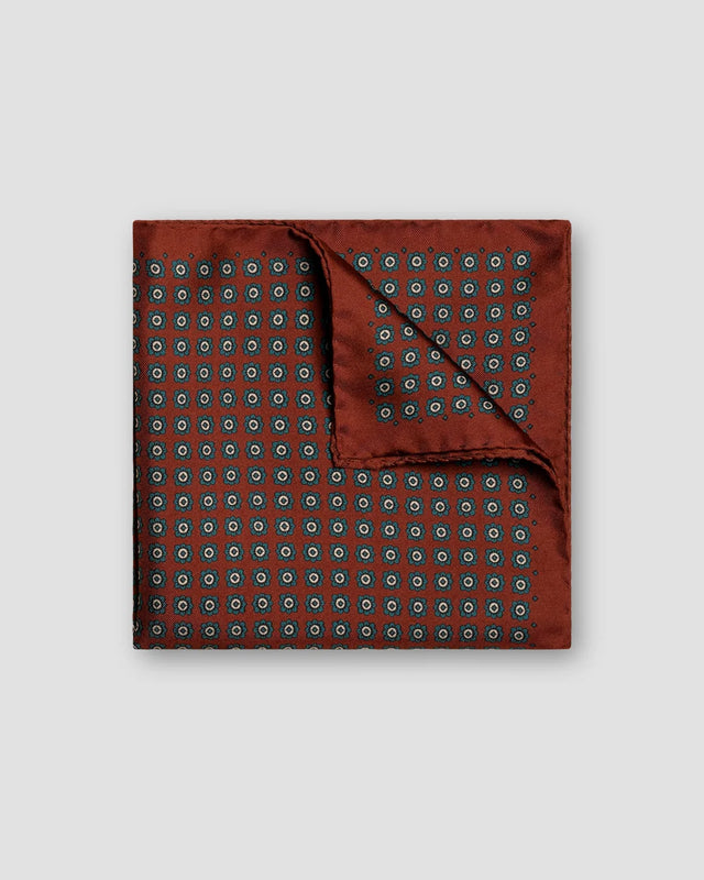 Red Geometric Silk Pocket Square
