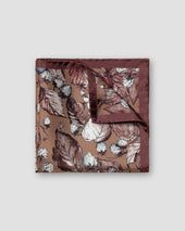 Brown Strawberry Print Silk Pocket Square