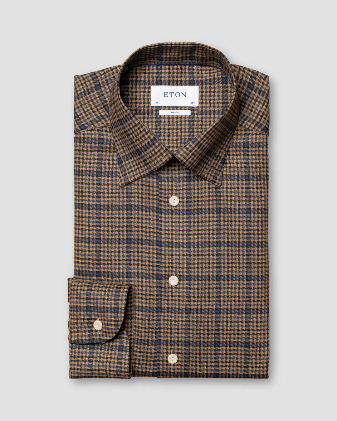 Checked Brushed Merino Wool Shirt Eton