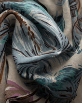 Light Brown Palm Print Cotton-Silk Banadana
