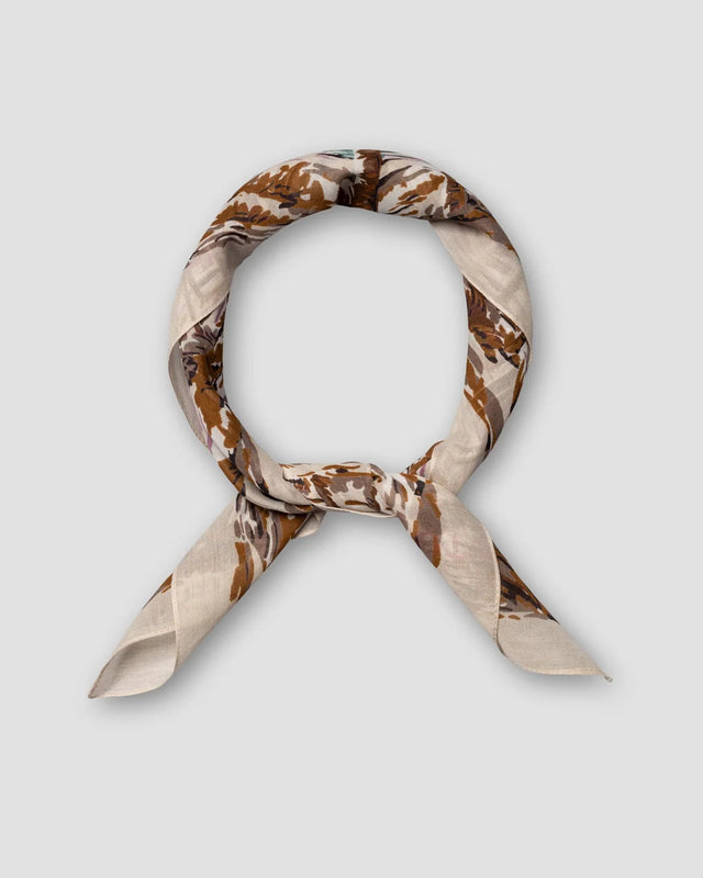 Light Brown Palm Print Cotton-Silk Banadana