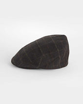 With A Cream Orange Overcheck Loden Flat Cap