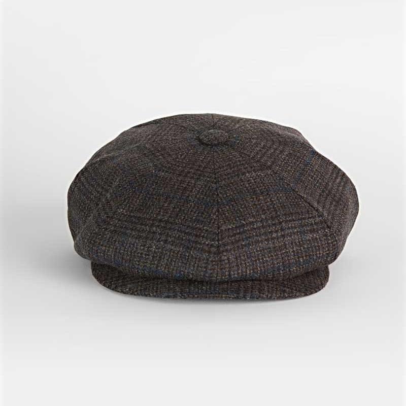 Blue Prince Of Wales Check Wool Cashmere Gatsby Cap