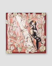 Brown Woodpecker Print Silk Pocket Square
