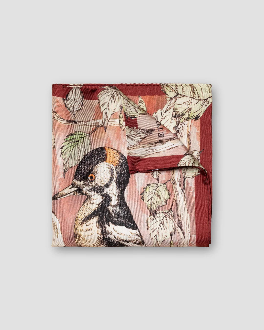 Brown Woodpecker Print Silk Pocket Square