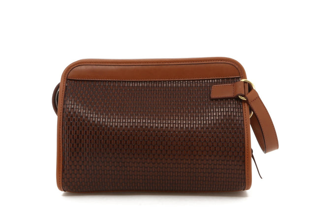 Large Travel Kit - Brown Basket Weave Printed Leather