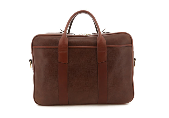 Commuter Briefcase - Brown Pull Up Leather / Chestnut Trim