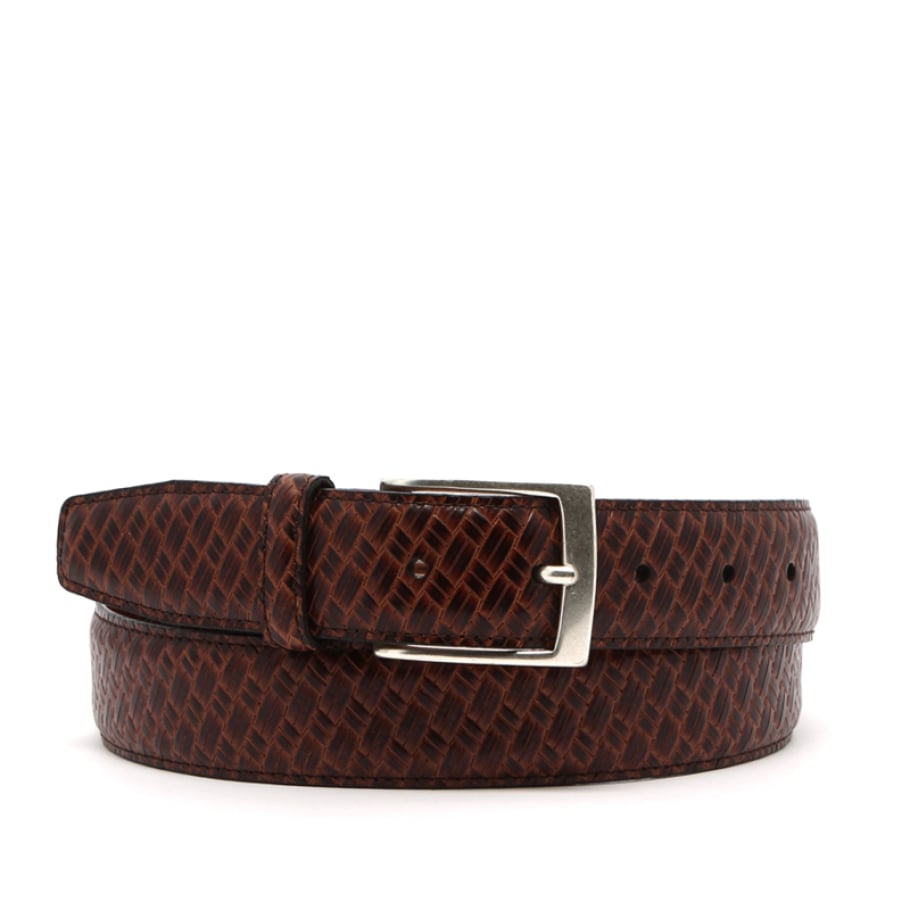 Basket Weave Textured Leather Belt