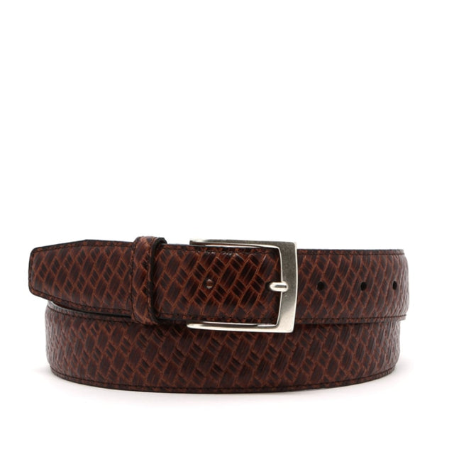 Basket Weave Textured Leather Belt