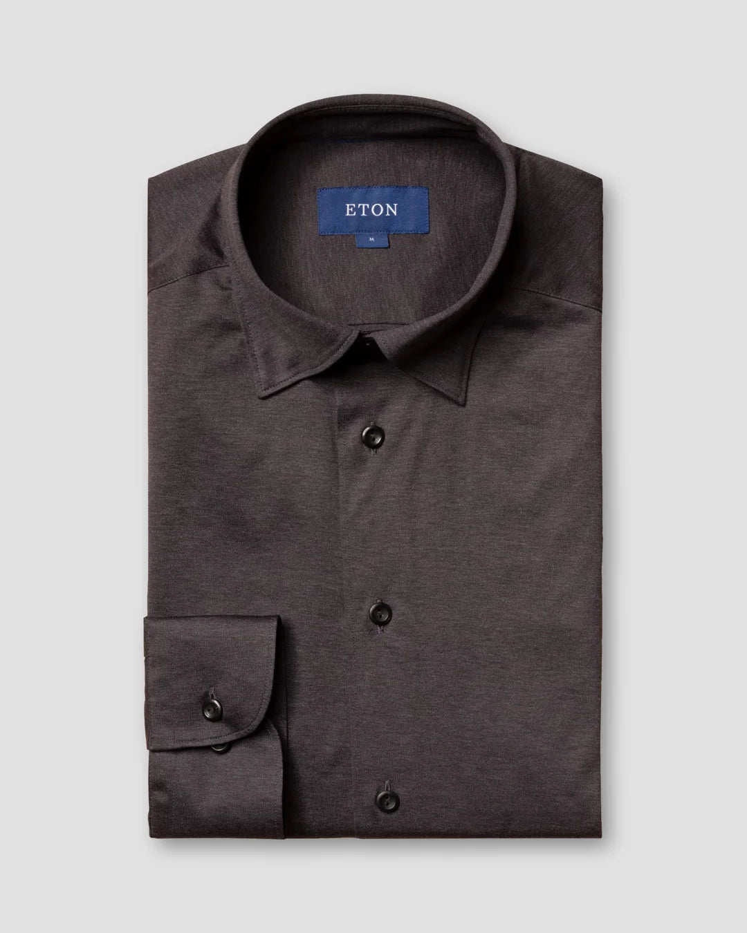 Grey Jersey Shirt Tone In Tone Buttons Eton
