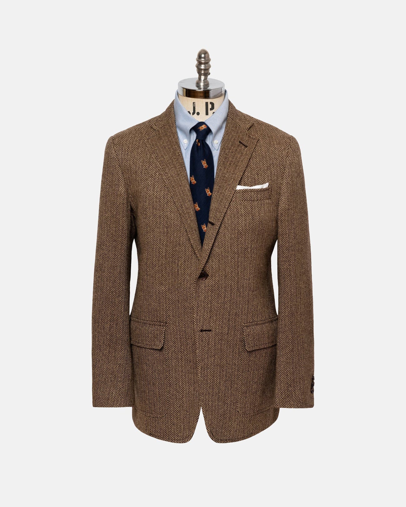 Made In Usa Tan Herringbone Lambswool Sport Coat