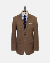 Made In Usa Tan Herringbone Lambswool Sport Coat