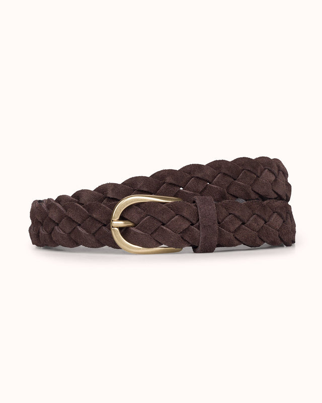 Woven Belt - Brown Suede