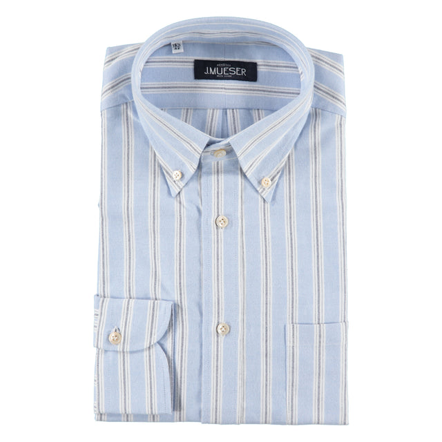 Light Blue Multi Stripe Brushed Oxford Shirt