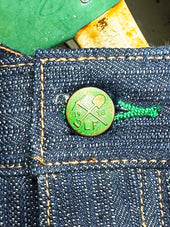 Buckle Back Tokushima Shoai Hank Dyed denim (Natural plant dyed Indigo) in store now!