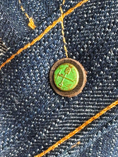 Buckle Back Tokushima Shoai Hank Dyed denim (Natural plant dyed Indigo) in store now!