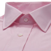 Classic Fit Plain End On End Double Cuff Shirt In Pink