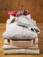 Classic Fit Fife Check Brushed Cotton Button Cuff Shirt In Green