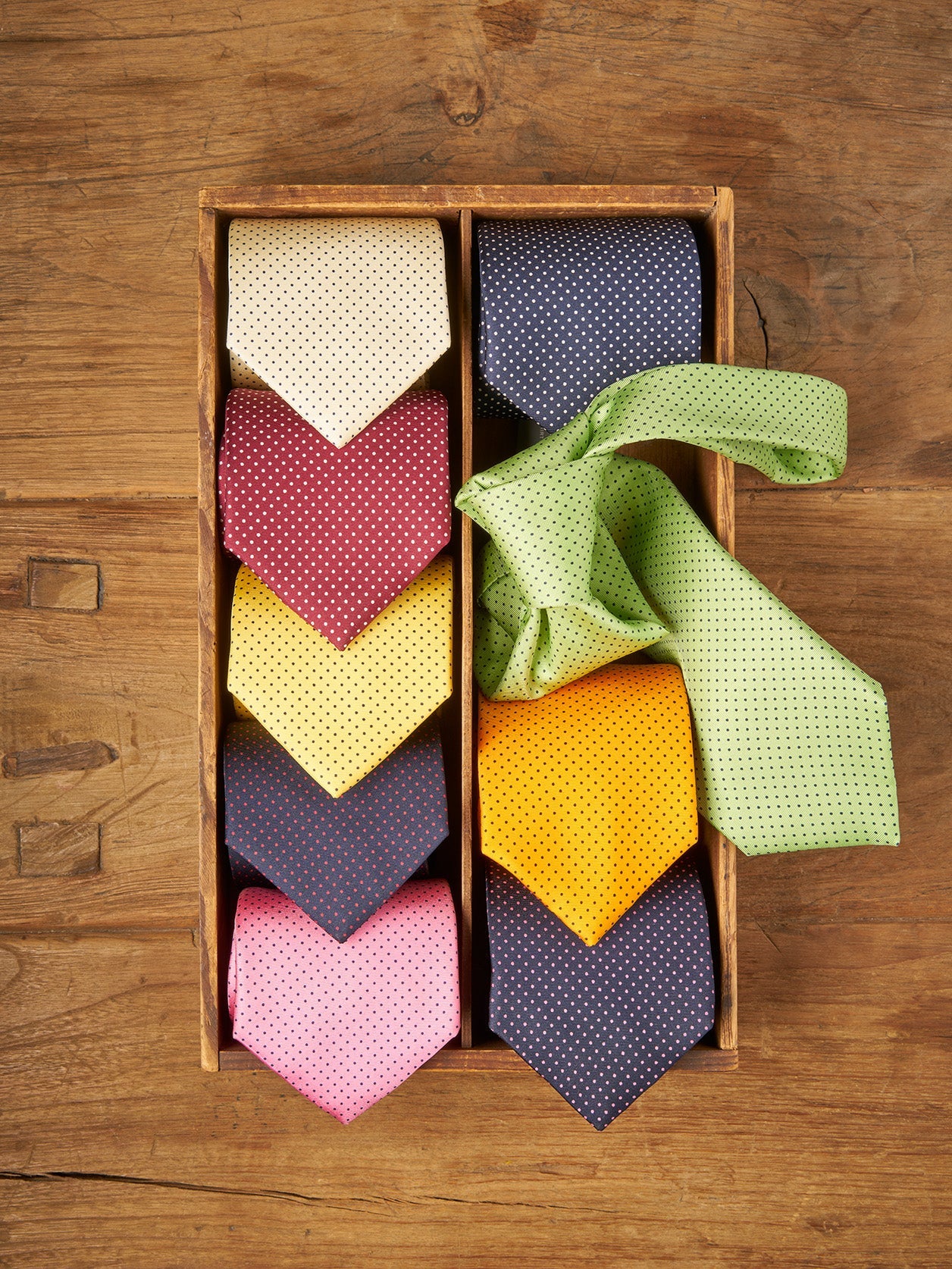 Small Spot Silk Tie In And Navy