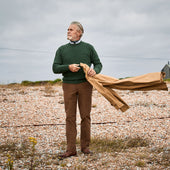 Plain Cashmere Seed Stitch Crew Neck Jumper In Serpentine
