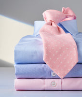 Tailored Fit Plain End On End Double Cuff Shirt In Pink