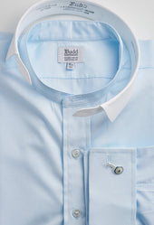 Classic Fit Plain Neckband Poplin Double Cuff Shirt In