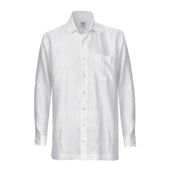 Casual Fit Plain Linen Button Cuff Shirt In
