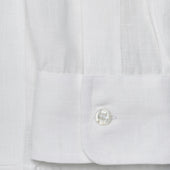 Casual Fit Plain Linen Button Cuff Shirt In