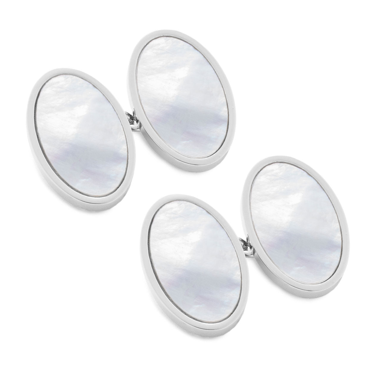 Mother Of Pearl And Rhodium Cufflinks