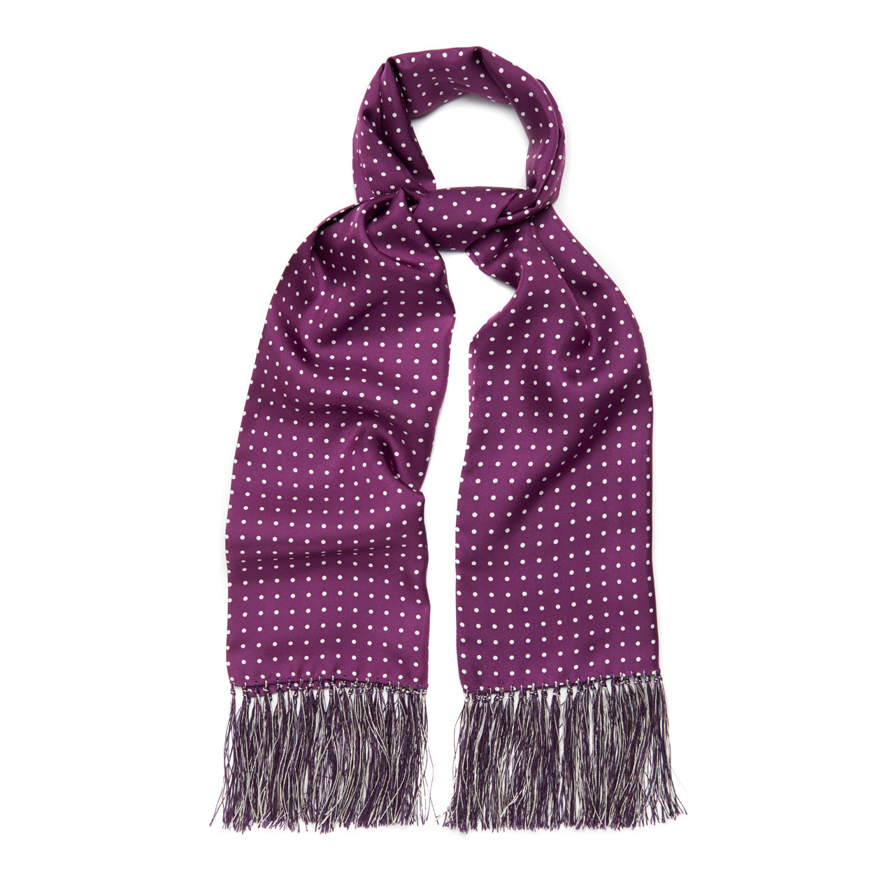 Spot Silk Scarf In Purple And White