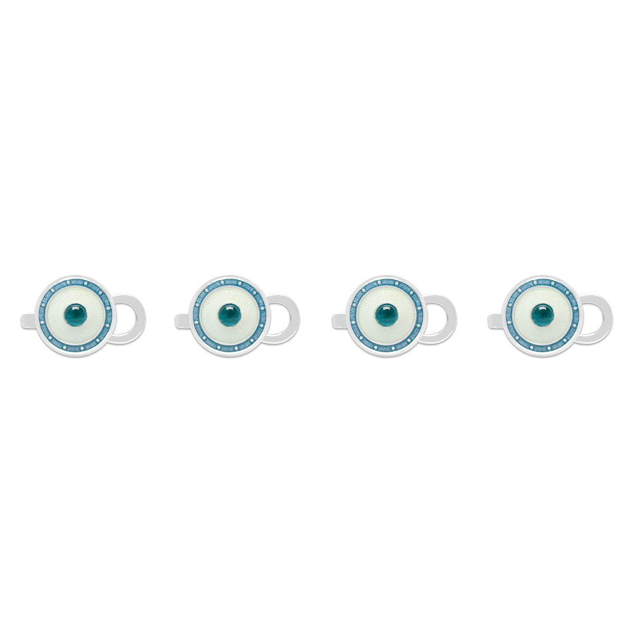 Sterling Domed Enamel Shirt Studs In Topaz