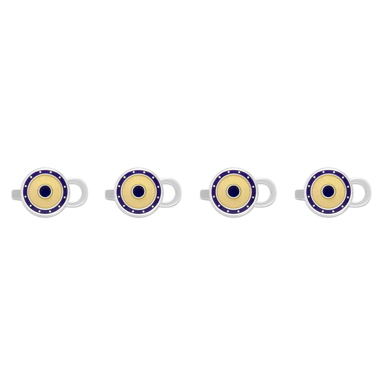 Sterling Silver Domed Enamel Shirt Studs In