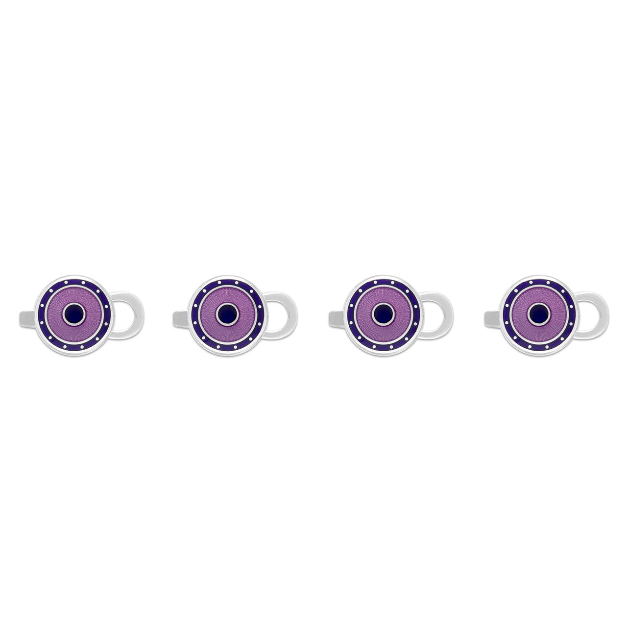 Sterling Silver Domed Enamel Shirt Studs In Purple