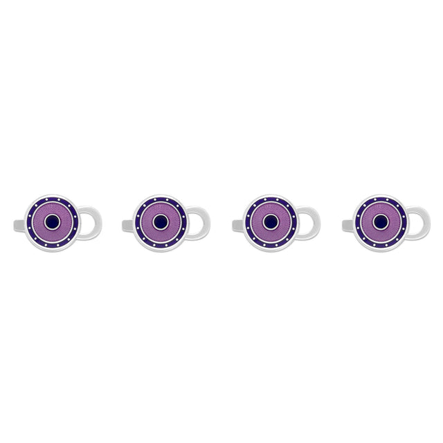 Sterling Silver Domed Enamel Shirt Studs in Purple
