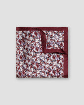 Burgundy Birds Print Silk Pocket Square