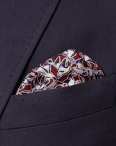 Burgundy Birds Print Silk Pocket Square