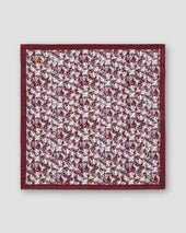 Burgundy Birds Print Silk Pocket Square