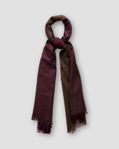 Dark Red & Brown Fringed Wool Scarf