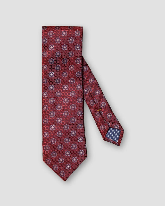 Seidenkrawatte mit floralem Print in Bordeaux