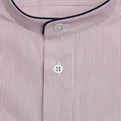 Hairline Stripe Sea Island Quality Cotton Nightshirt With Navy Piping