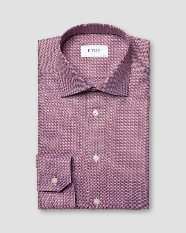 Microcheck-Hemd aus King Twill in Bordeaux - Eton