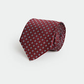 Burgundy Repeated Floral Woven Silk Tie