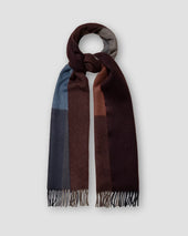 Dark Red Large block checked multi colored scarf