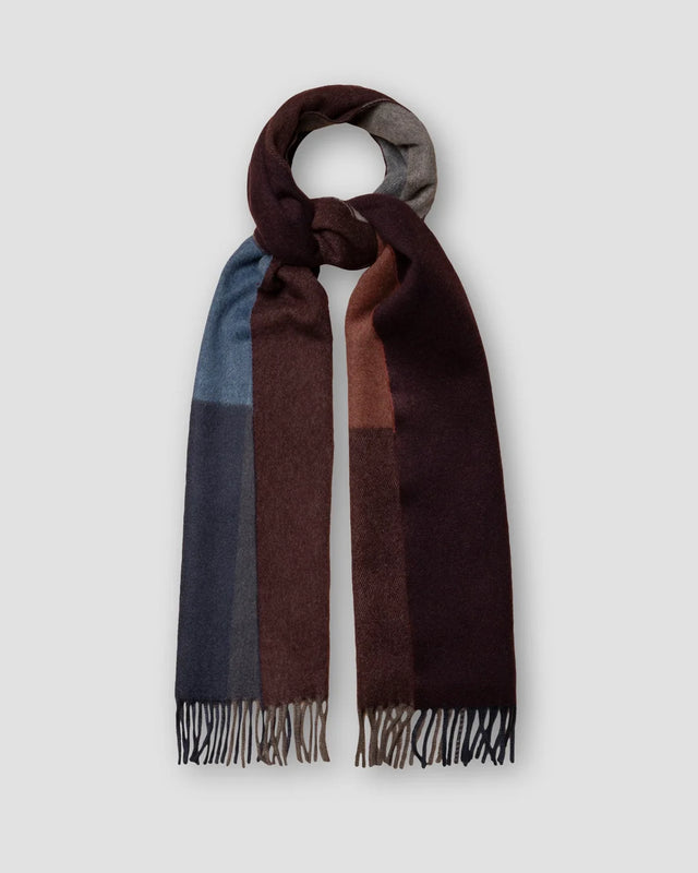 Dark Red Large block checked multi colored scarf
