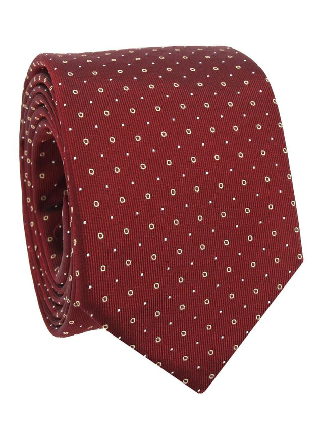 Burgundy silk polka dot tie
