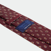 Small Paisley Motif Woven Silk Tie