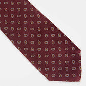 Small Paisley Motif Woven Silk Tie