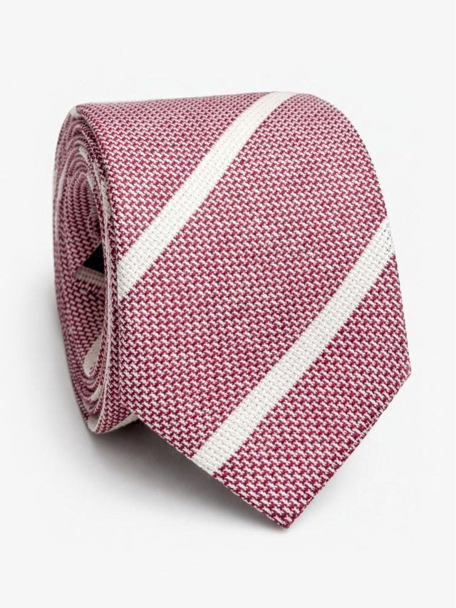 Burgundy striped linen tie